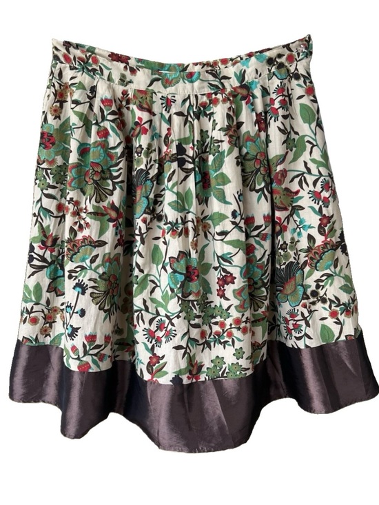 Forever 21 Dresses & Skirts - Forever 21 Floral Circle Skirt Oatmeal Beige Brown Hem 100% Cotton Size M